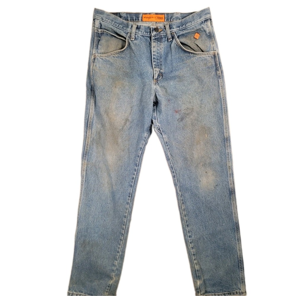 Wrangler FR Jeans 33x36 Flame Resistant Heavy Distressed Workwear Patina Welder